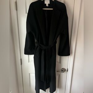 H&M Black wrap Coat- size M- needs sewing on side seam